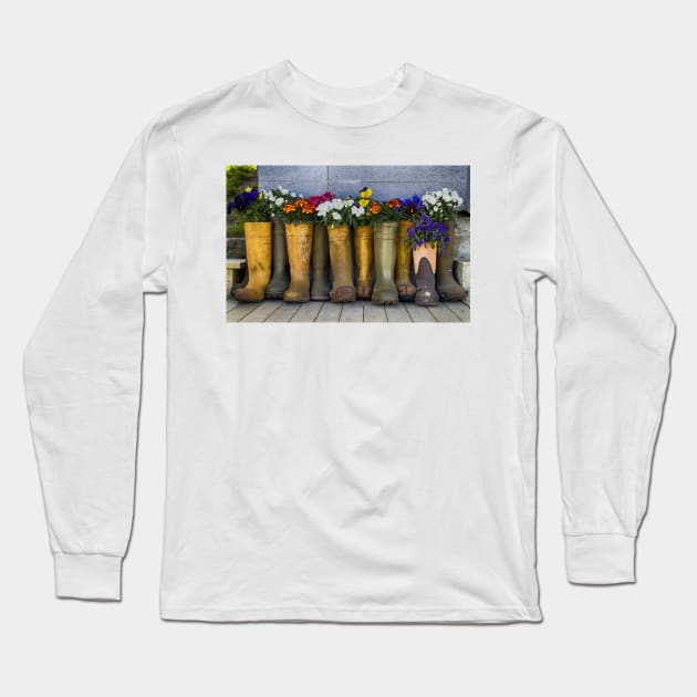 Flowers on a Porch Long Sleeve T-Shirt by Memories4you